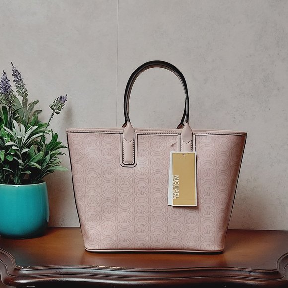 NWT MICHAEL KORS JODIE SMALL LOGO JACQUARD TOTE (POWDER BLUSH) - Picture 7 of 13